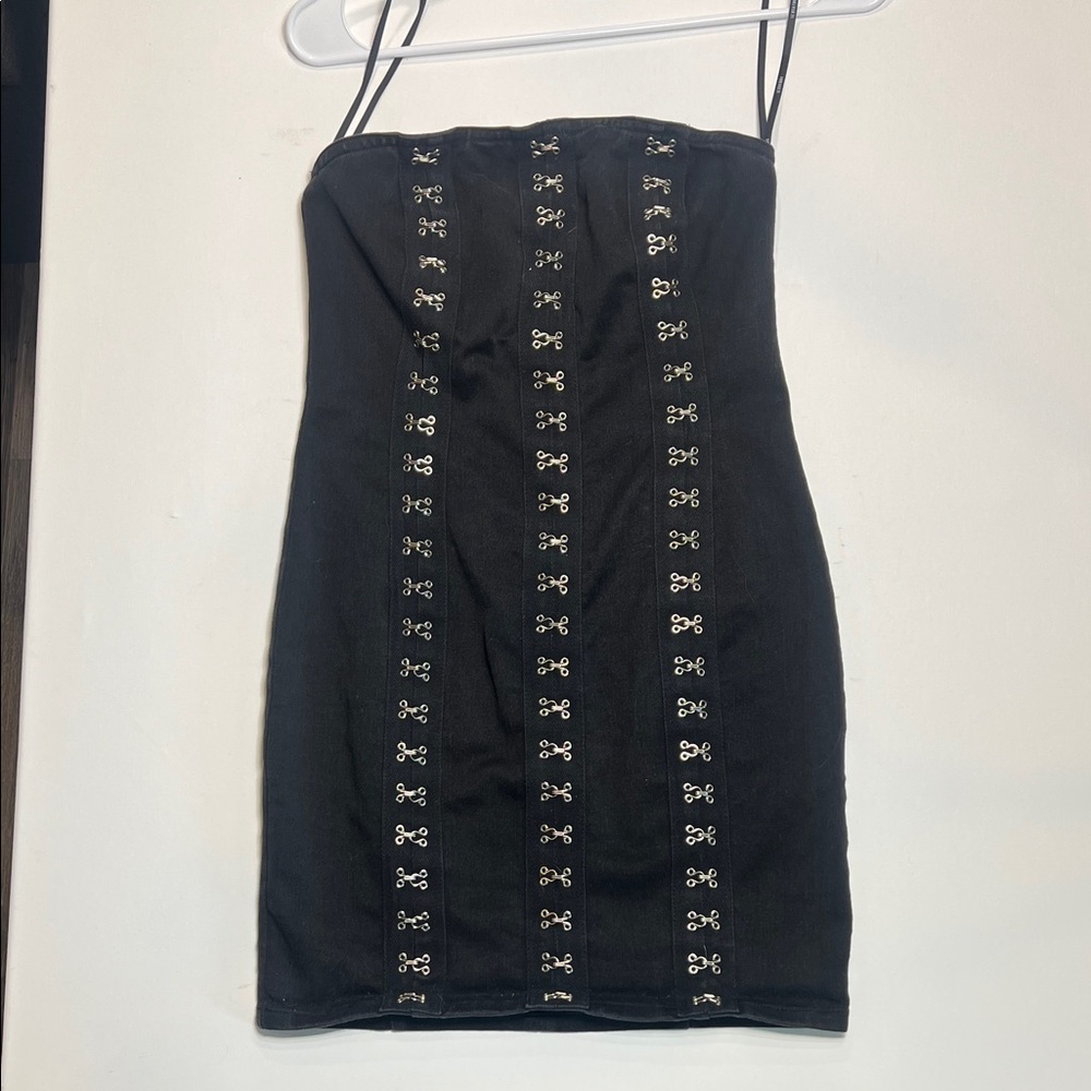 Forever 21 Black Strapless Dress with Silver Detailing